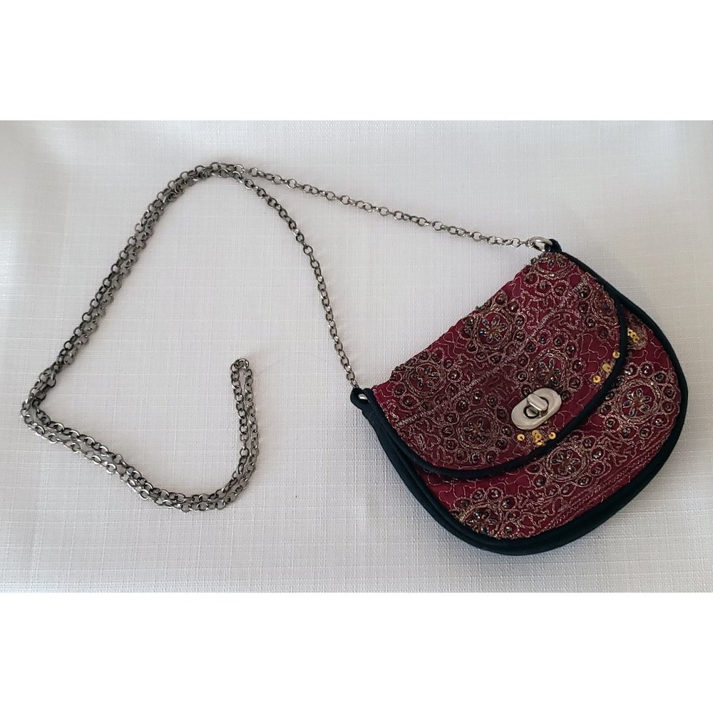 World Finds Handmade Fair Trade Small Crossbody Sequin Purse with Chain Strap